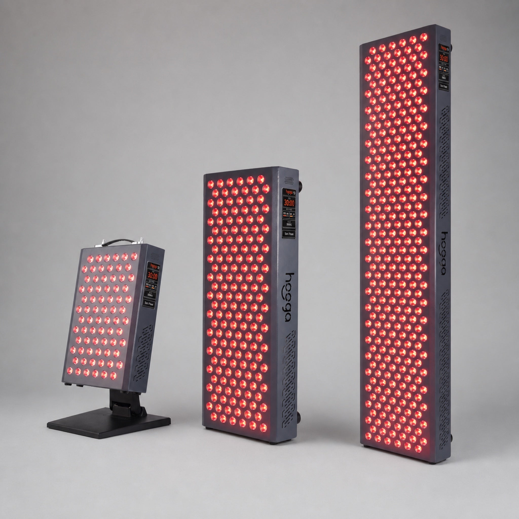 Hooga ULTRA360, ULTRA750, and ULTRA1500 panels on a light gray studio background