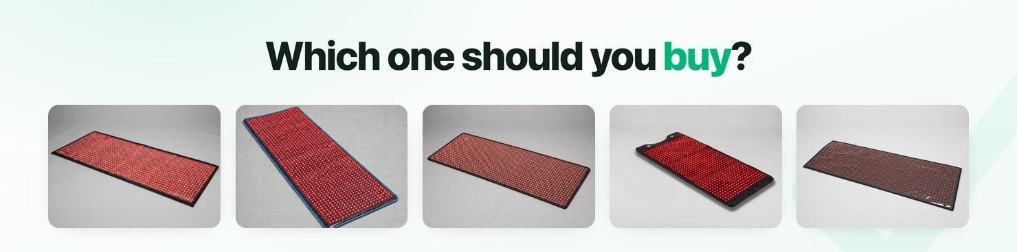 Five dedicated red light therapy mats from Luscent Red, BlockBlueLight, Kylin, HigherDOSE, and Therapy Lights Australia
