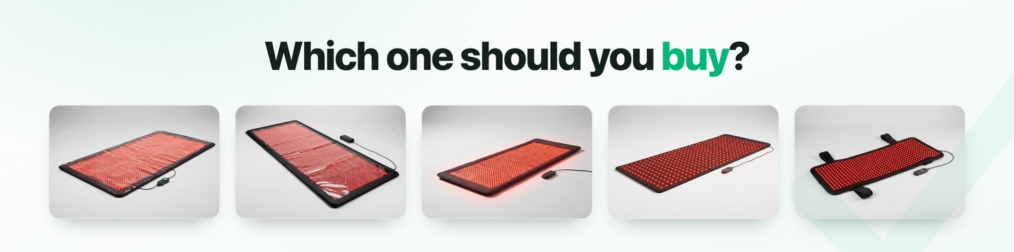 The 5 red light therapy mats and pads we bought, measured, and scored for this guide